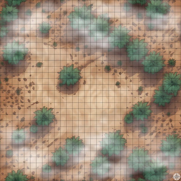 Desert Clearing with Palm Trees map with mist