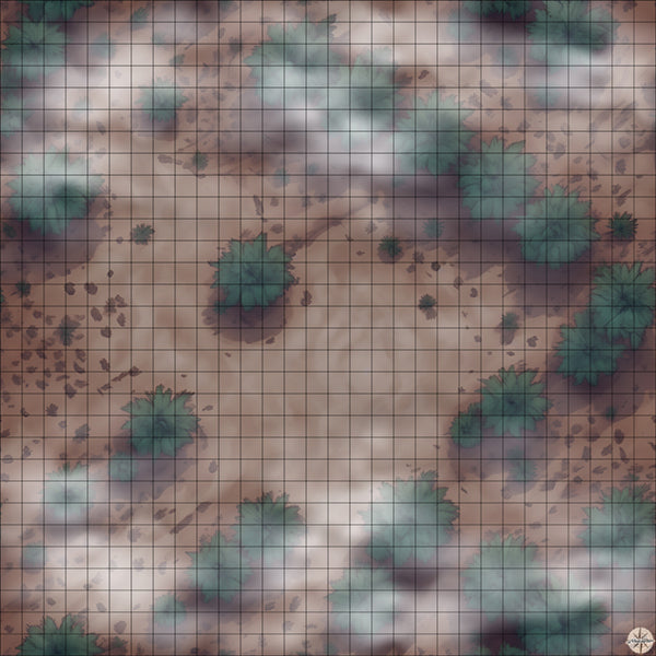 Desert Clearing with Palm Trees map night time with mist