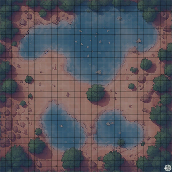 Desert Pools with Trees map night time