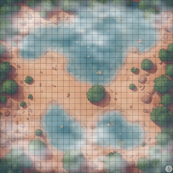 Desert Pools with Trees map with mist