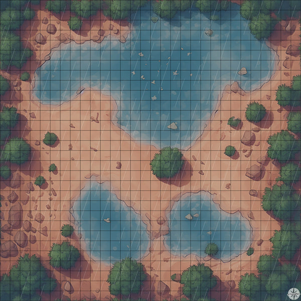 Desert Pools with Trees map with rain