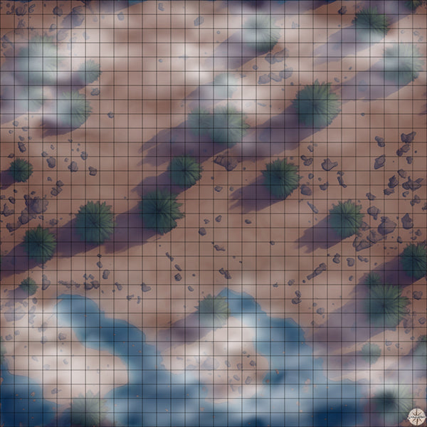 rocky beach with palm trees battle map Night time with Mist