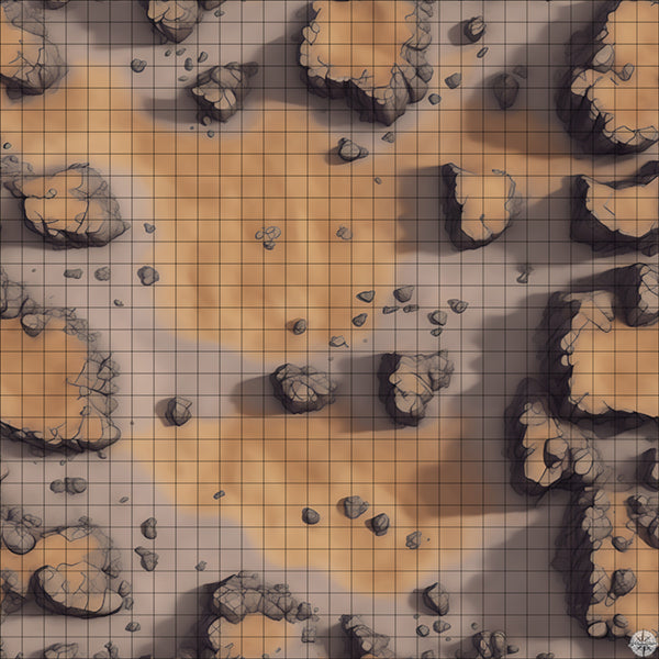 rocky desert clearing with plateaus battle map