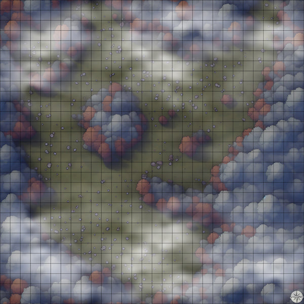 late autumn forest clearing battle map Night time with Mist