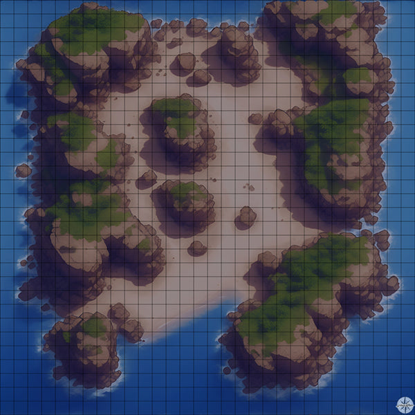 Desert Island Plateaus map night time