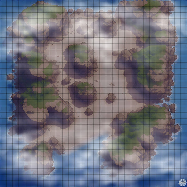 Desert Island Plateaus map night time with mist