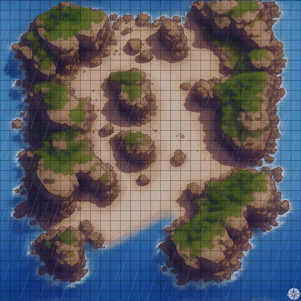 Desert Island Plateaus map with rain