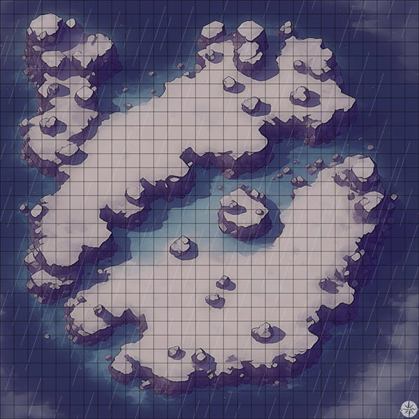 Frozen Island map with rain