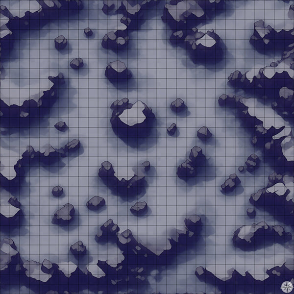 snowy mountain pass battle map at Night time