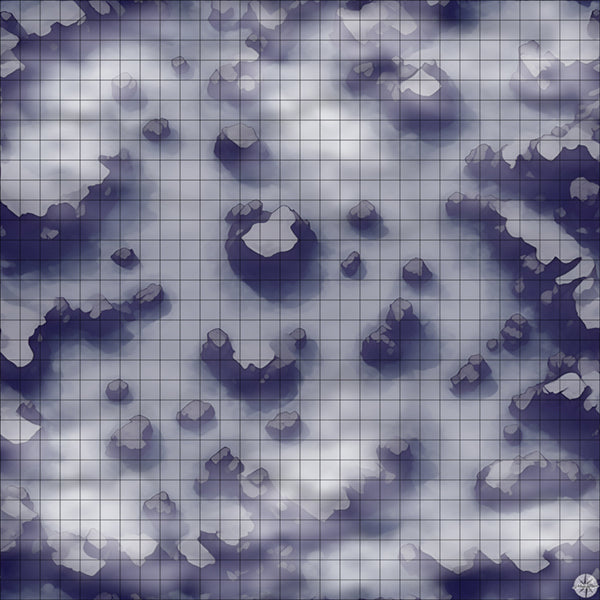 snowy mountain pass battle map Night time with Mist