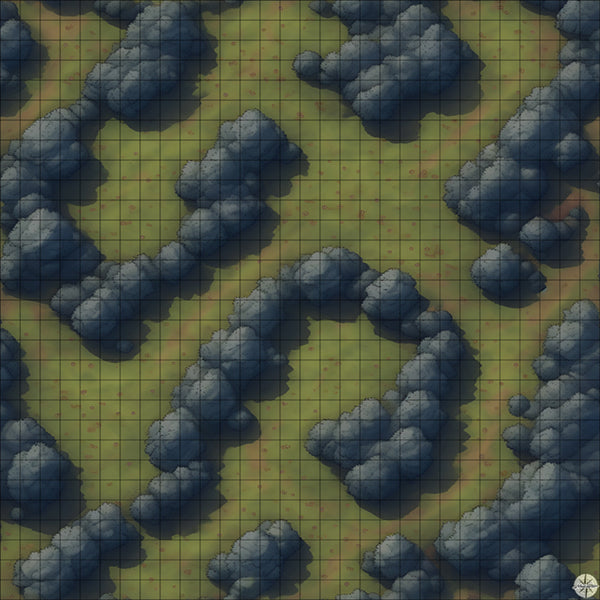 spiral forest clearing battle map at Night time