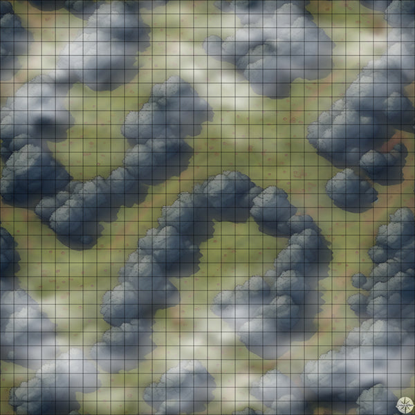 spiral forest clearing battle map Night time with Mist