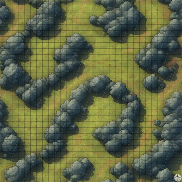 spiral forest clearing battle map with Rain