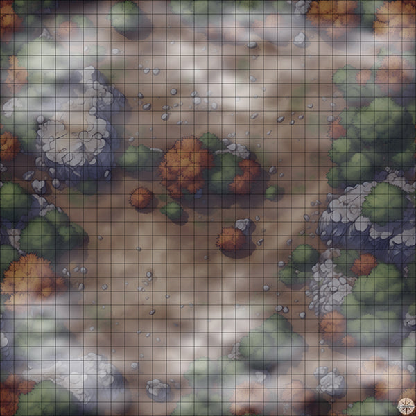 Autumn Hillside Clearing map night time with mist