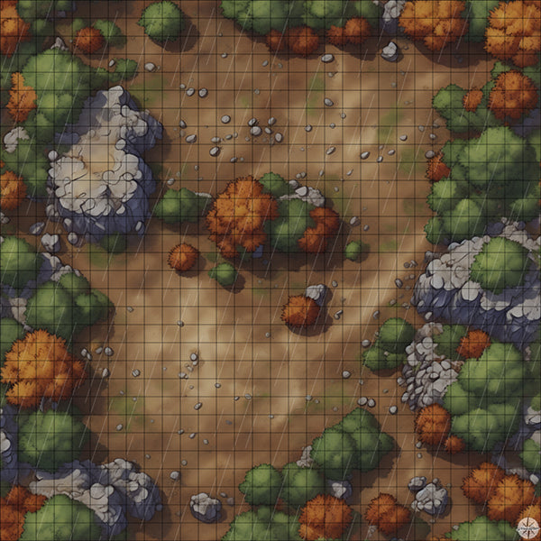 Autumn Hillside Clearing map with rain