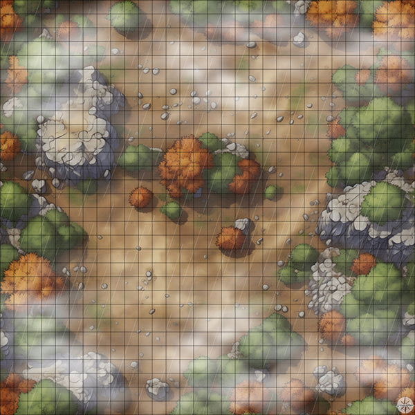 Autumn Hillside Clearing map with mist and rain