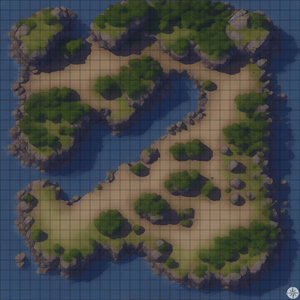 Grassy Island with Inlet map night time