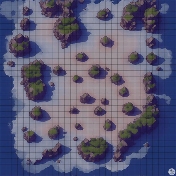 shallow island battle map at Night time
