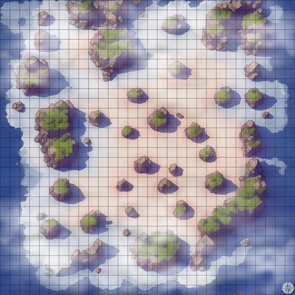 shallow island battle map with Mist