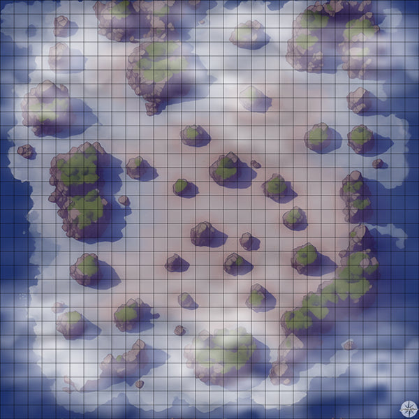 shallow island battle map Night time with Mist
