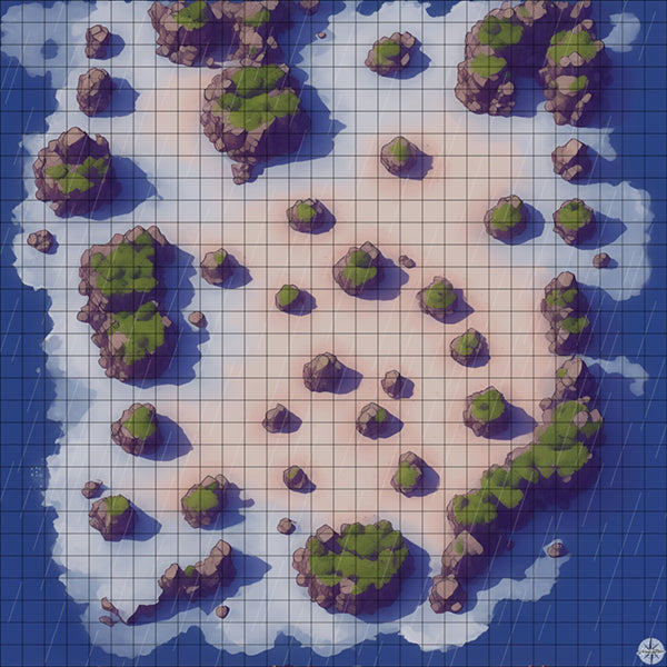 shallow island battle map with Rain