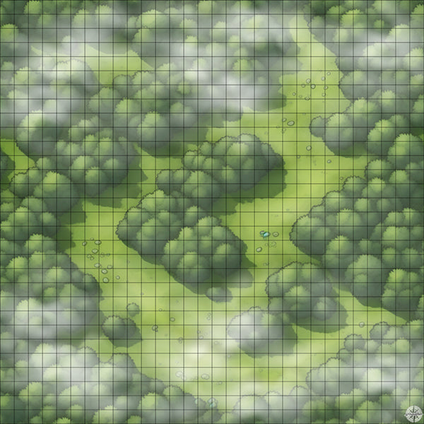 Grassy Forest Bend map with mist