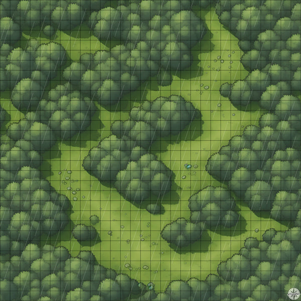 Grassy Forest Bend map with rain