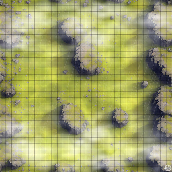 Grassy Rocky Cliffs map with rain and mist