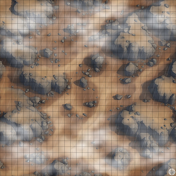 rocky mountain path battle map with Mist and Rain