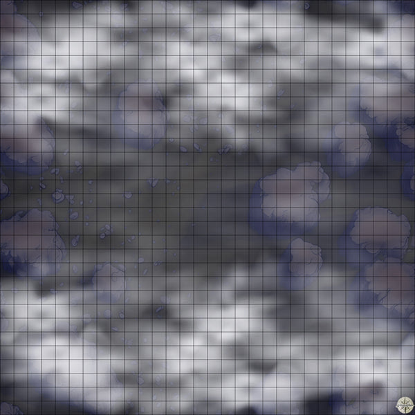 rocky grassy hillside battle map Night time with Mist