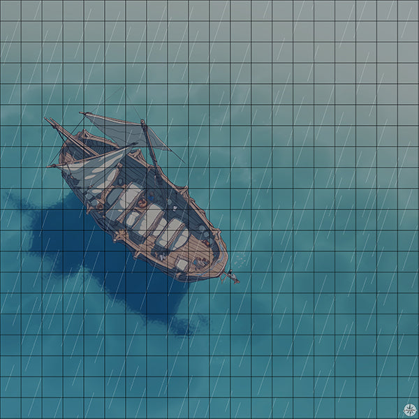 Merchant Ship Battlemap Night Rain