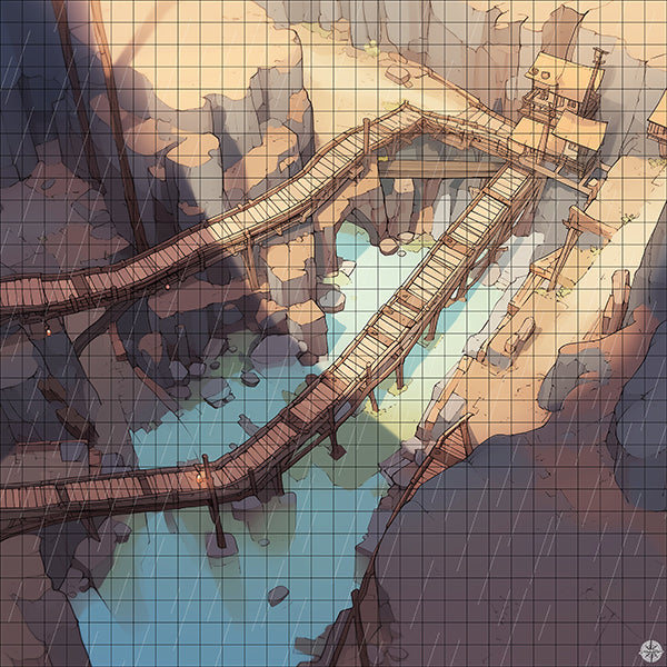 Minewith Rail Carts Battlemap Rain