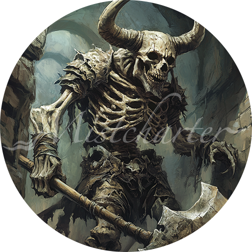 Minotaur Skeleton game token for DND