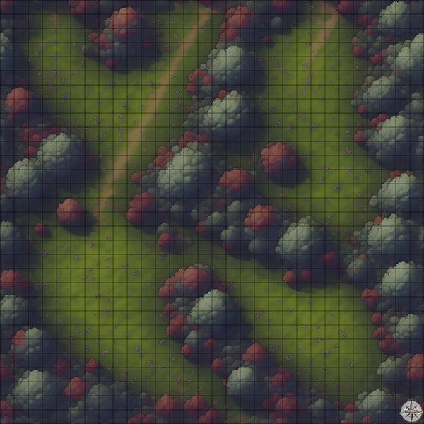 autumn meadow with trees battle map at Night time