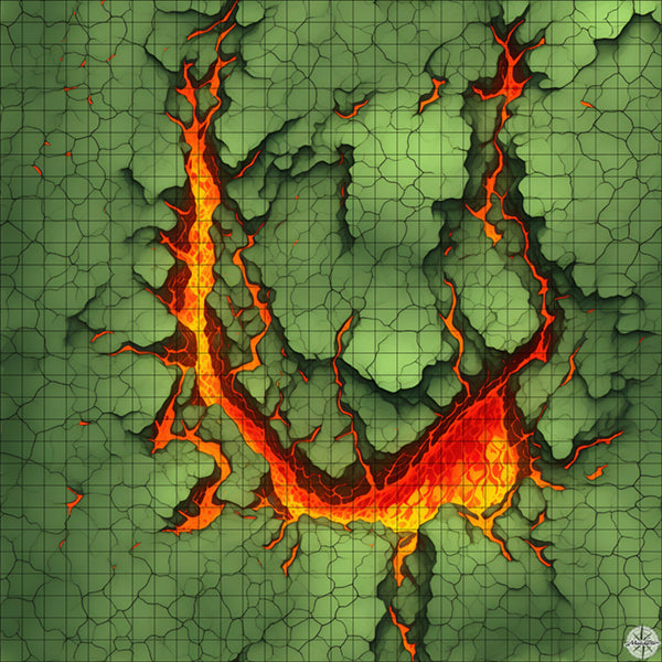 green cliffs with red horseshoe lave river battle map