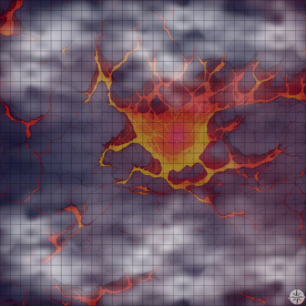 lava pool with cliffs battle map Night time with Mist