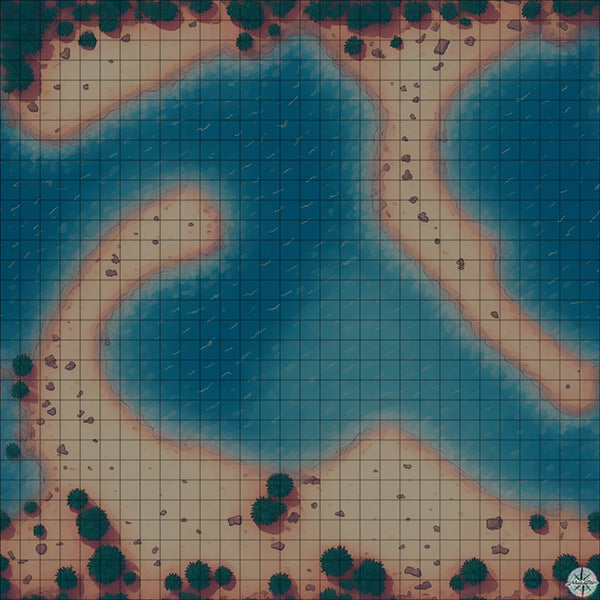 ocean beach with sand dunes and palm trees battle map at Night time