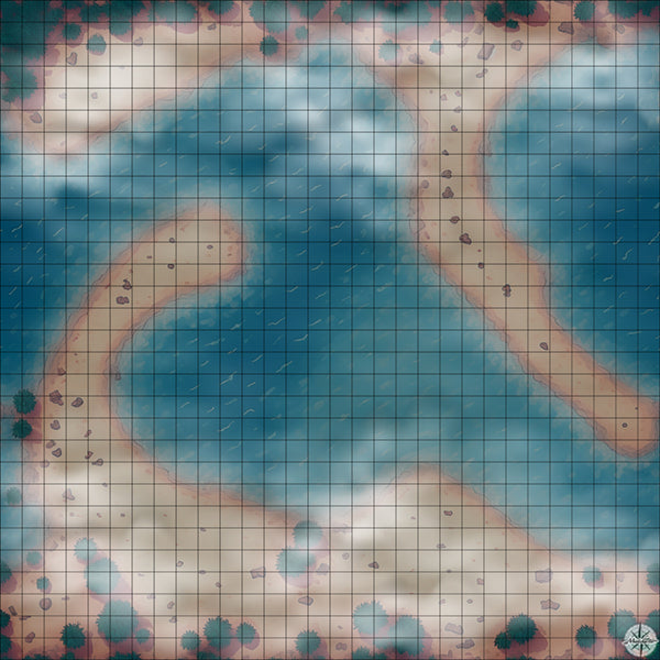 ocean beach with sand dunes and palm trees battle map Night time with Mist