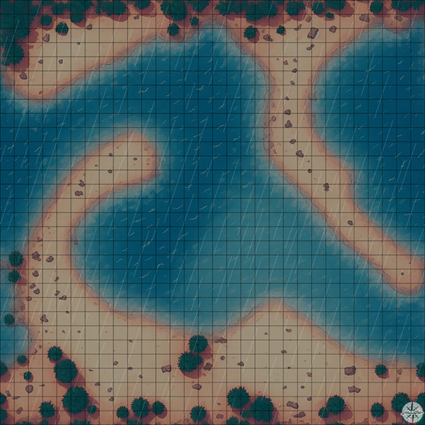 ocean beach with sand dunes and palm trees battle map night time with rain