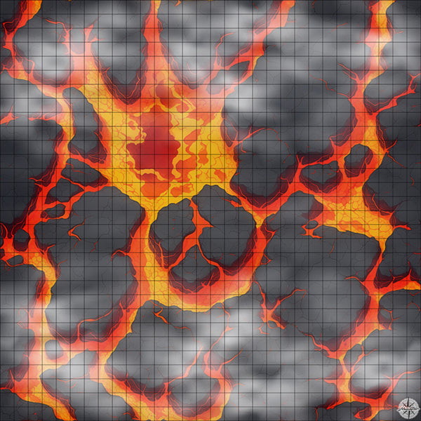 red lava with islands 1 battle map with Mist