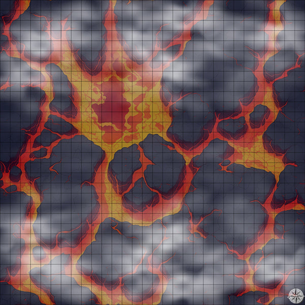 red lava with islands 1 battle map Night time with Mist