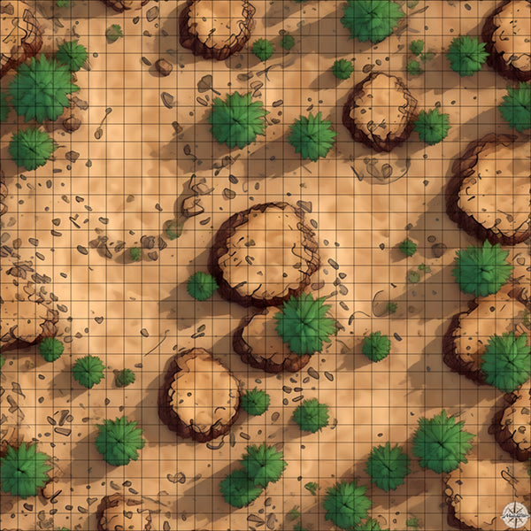 desert plateau with palm trees battle map