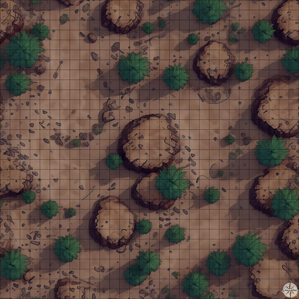 desert plateau with palm trees battle map at Night time