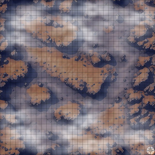 grey desert mountain battle map Night time with Mist