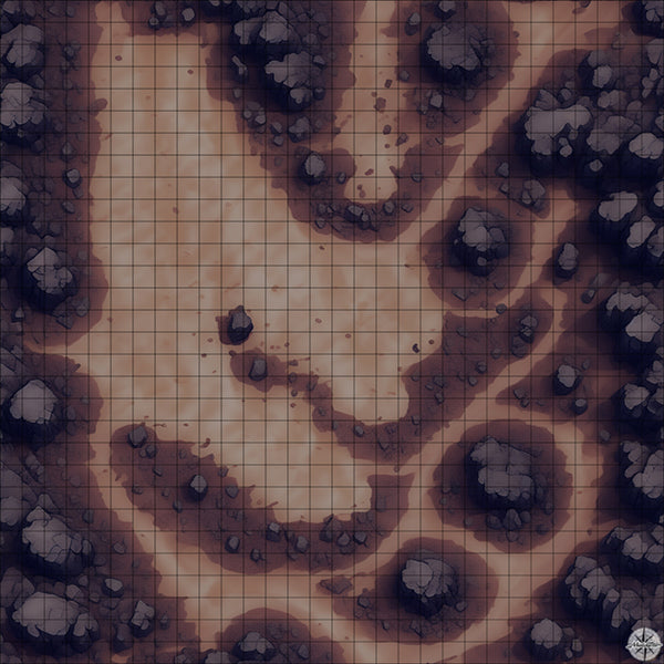 desert plateau with rocks battle map at Night time