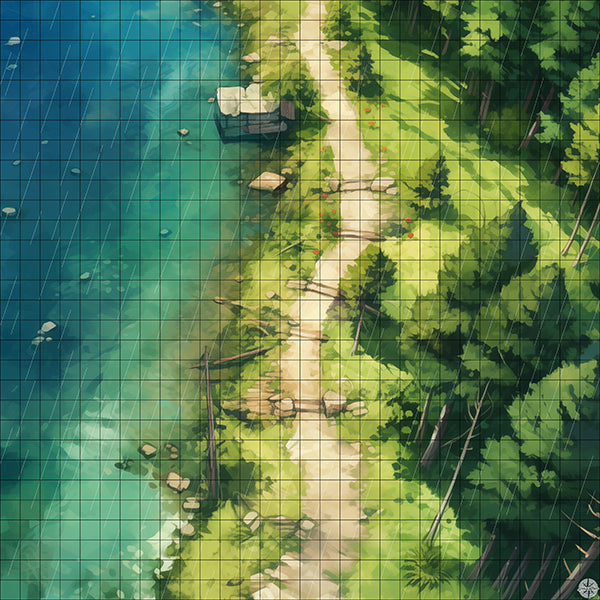 Sapphire Lake Woodlands Battlemap Rain