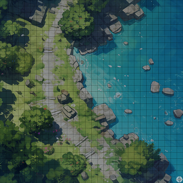 Serene Woodland Lake Glade Battlemap Night