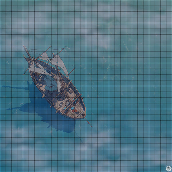 Ship at Sea Battlemap Night Mist