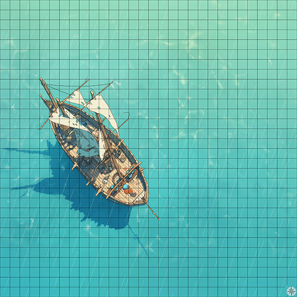 Ship at Sea Battlemap Rain