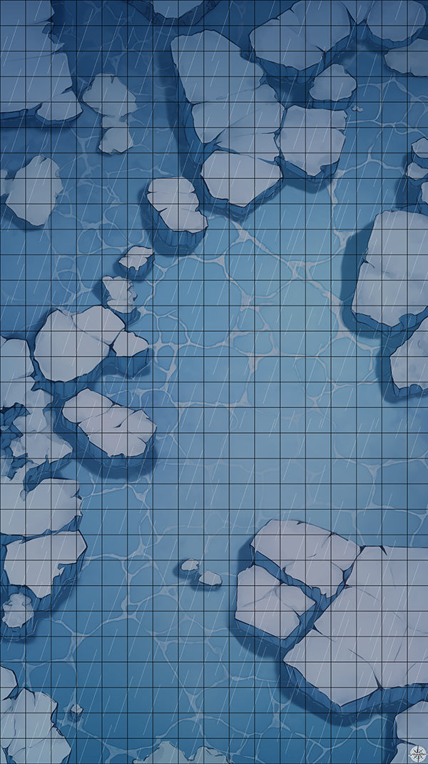 Whispering Blizzard Plateau Battlemap Night Rain